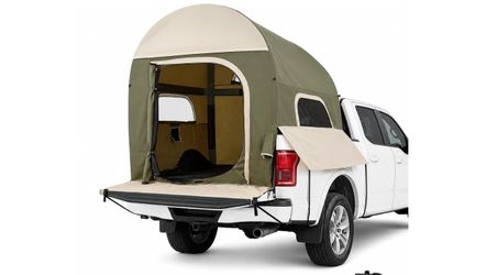 Inflatable Truck Bed Tent for 5.5-8 FT Pickup Beds, 2-3 Person Air Truck Tent , PU3000 Water-Resistant Dual-Use Ground Tent with Awning, 3-Min Setup