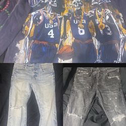 Bundle : 2 purple brand jeans 1 god speed shirt