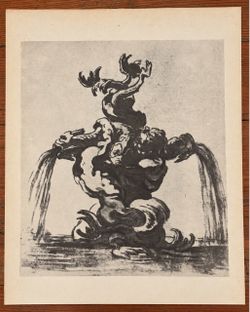 FOUNTAIN DESIGN Giovanni Gian Lorenzo Bernini Fine Art Print Antique Vintage 40’s Original Italy Italian Printed PROGETTO PER LA ‘FONTANA’ Hillcrest