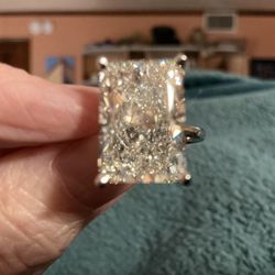 12.5 Carat Radiant Solitaire Lab Grown Diamond Ring On 14kwhite Gold So 7 NEW