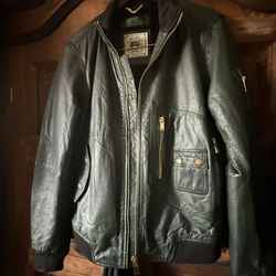 Gilded age leather bomber jacket 
