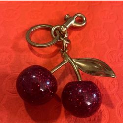NEW Cherry Glitter Keychain Bag Charm (NWT Red Detachable Chic