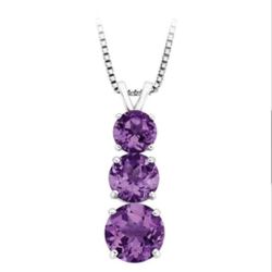 Amethyst 3 Stone Necklace