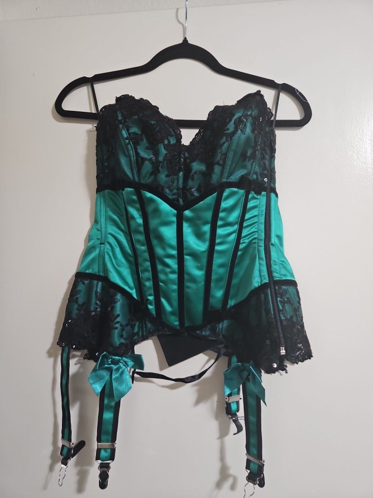 Leg Avenue Teal & Black Lace Corset