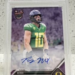 BO NIX Auto /25 - 2023 Bowman U Now Purple On Card - PSA 9 Mint Slab Broncos RC