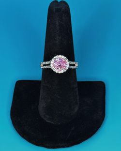S925 Sterling Silver Pink Princess Ring