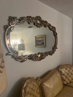 Vintage Ornate Mirror - gold color trim.