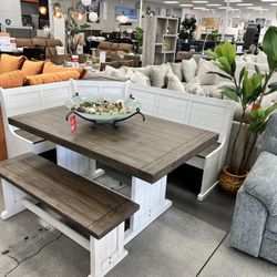 SOLID WOOD BREAKFAST NOOK W STORAGE BENCHES (DIFFERENT COLOR AVAILABLE