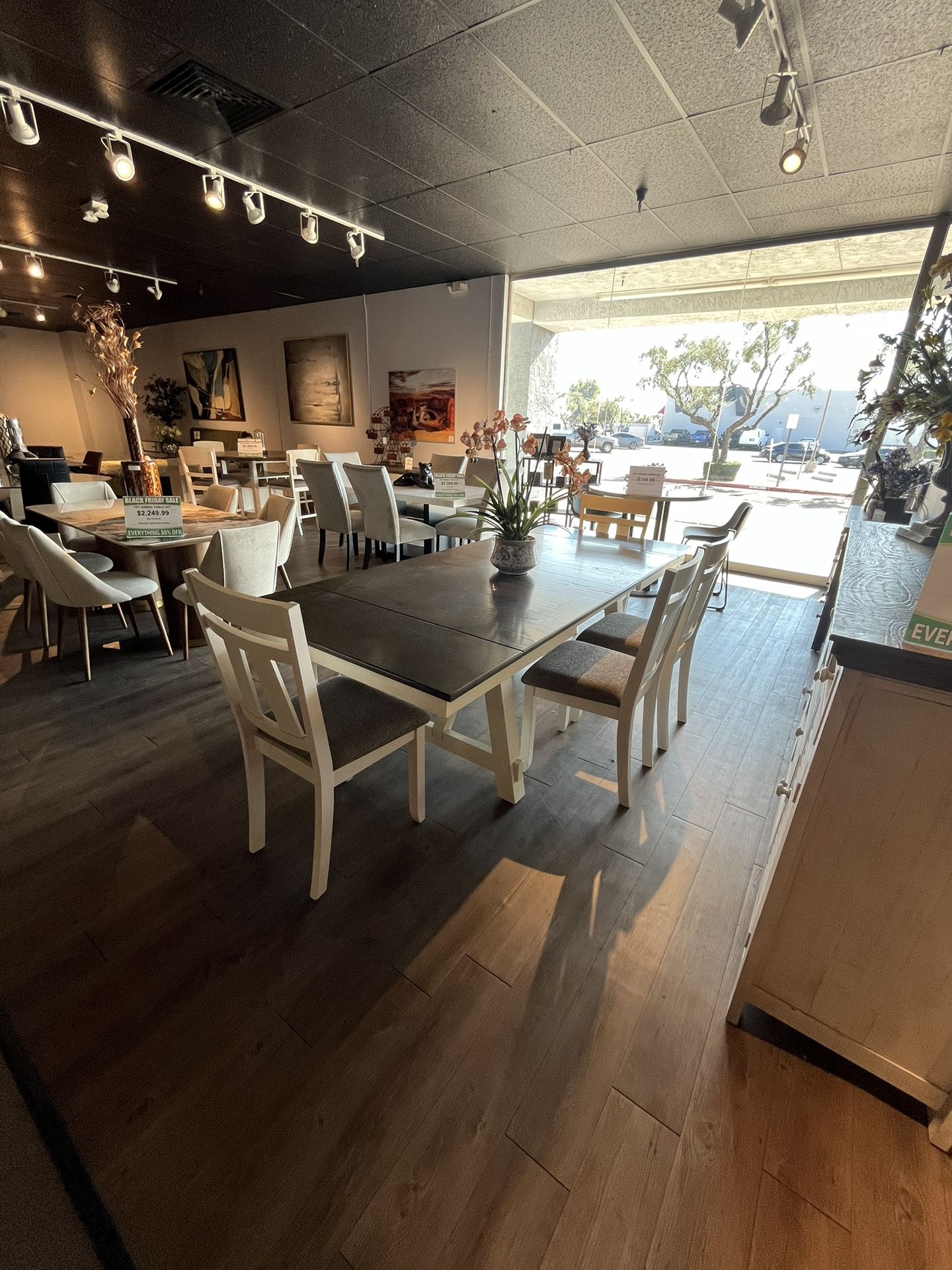 Grey/white 6PC Dining Table Set