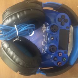 Play Station Controller And Headphones For Video Games