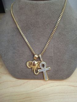 Gold necklace with pendants