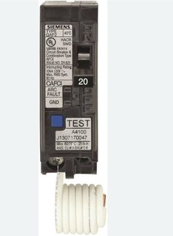 Arc fault breaker 20 amp Siemens