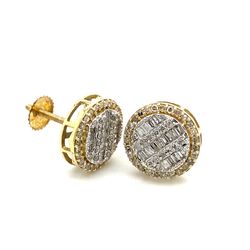 10k Gold Diamond Earrings Round Baguettes  .5ctw 140220 1