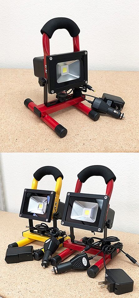 $25 each NEW Cordless 10W Portable Work Light Rechargeable LED Flood Spot Camping Lamp (Red or Yellow)