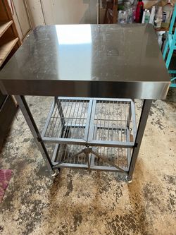 Stainless Steel Rolling Kitchen/Utility Cart – $60