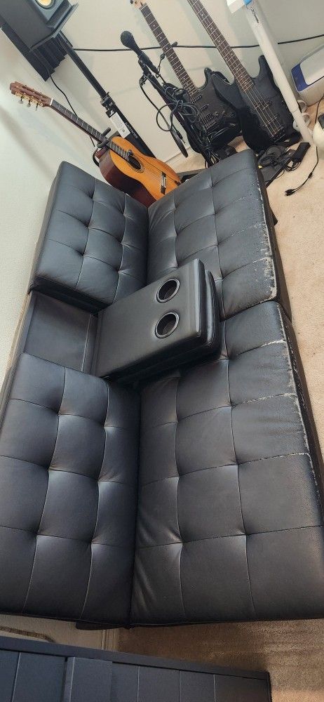 Leather Black Futon