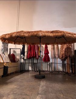 New Ainfox 13ft Large Thatched Tiki Patio Umbrella, Outdoor Heavy-Duty Double-Sided Rectangle (Base not included)