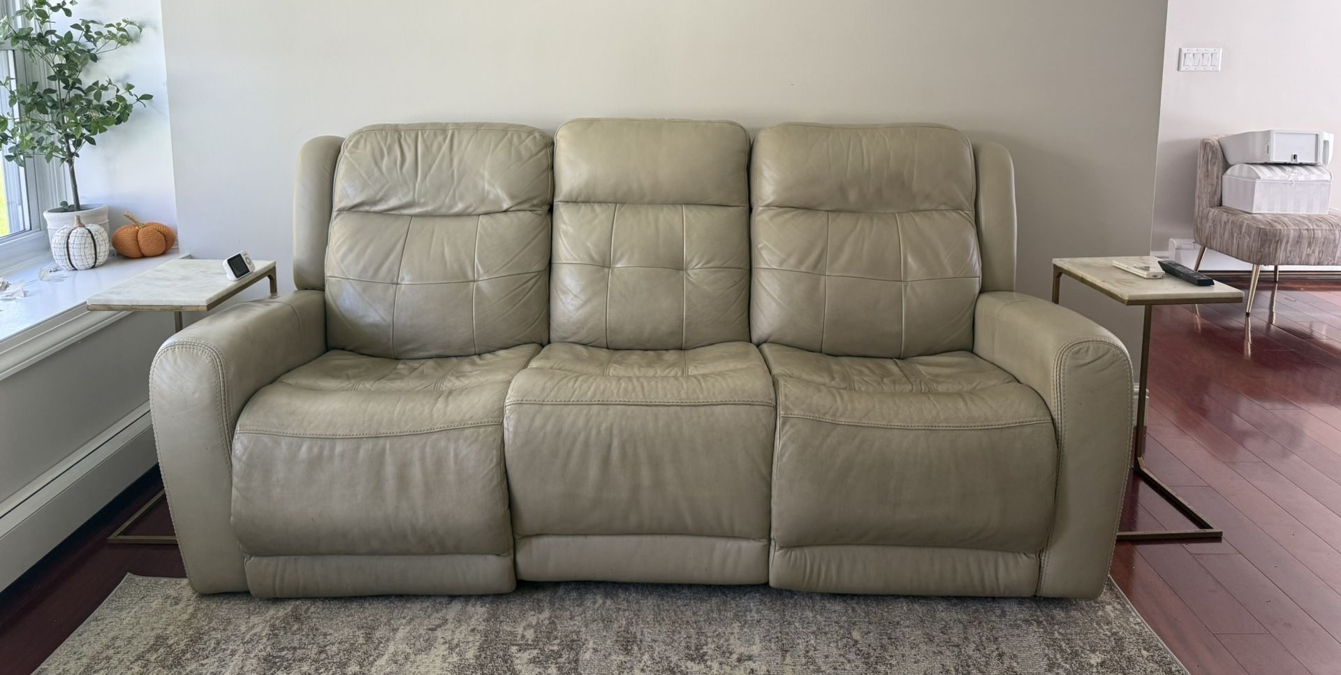 Beige Reclining Sofa