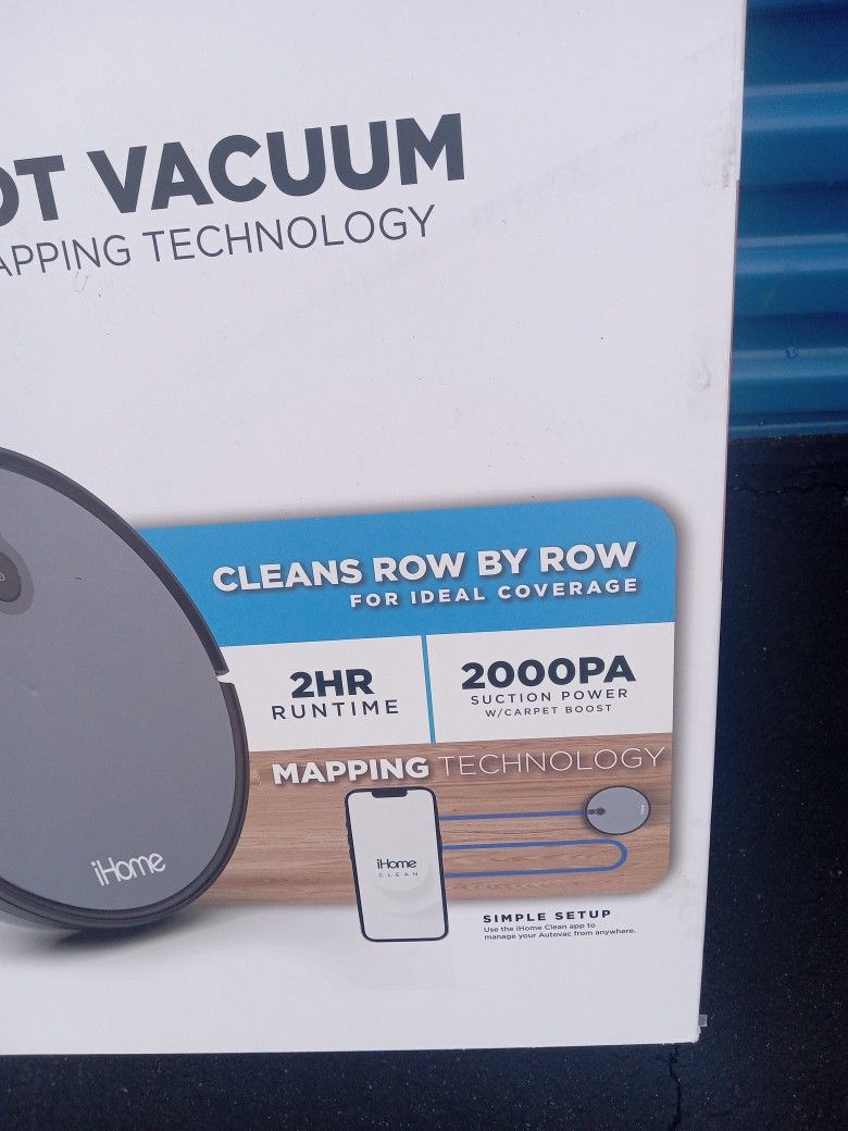 iHome AutoVac Juno Robot Vacuum With Mapping Technology 2000pa Strong Suction Power 100 Minute Runtime App Connectivity