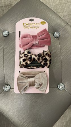Brand New Bebe Baby Girl 3 Piece Velvety Bow Wide Headwraps Set Accessories Headbands