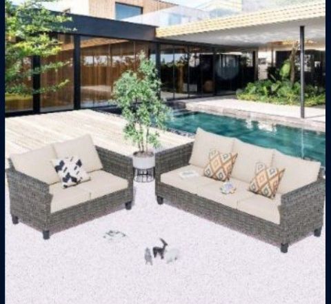 Seven People Seating Brand New Patio Sofa Set With Patio Chairs Outdoor Patio Furniture Brand New In The Box