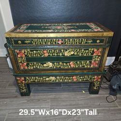 Hand painted antique blanket chest trunk