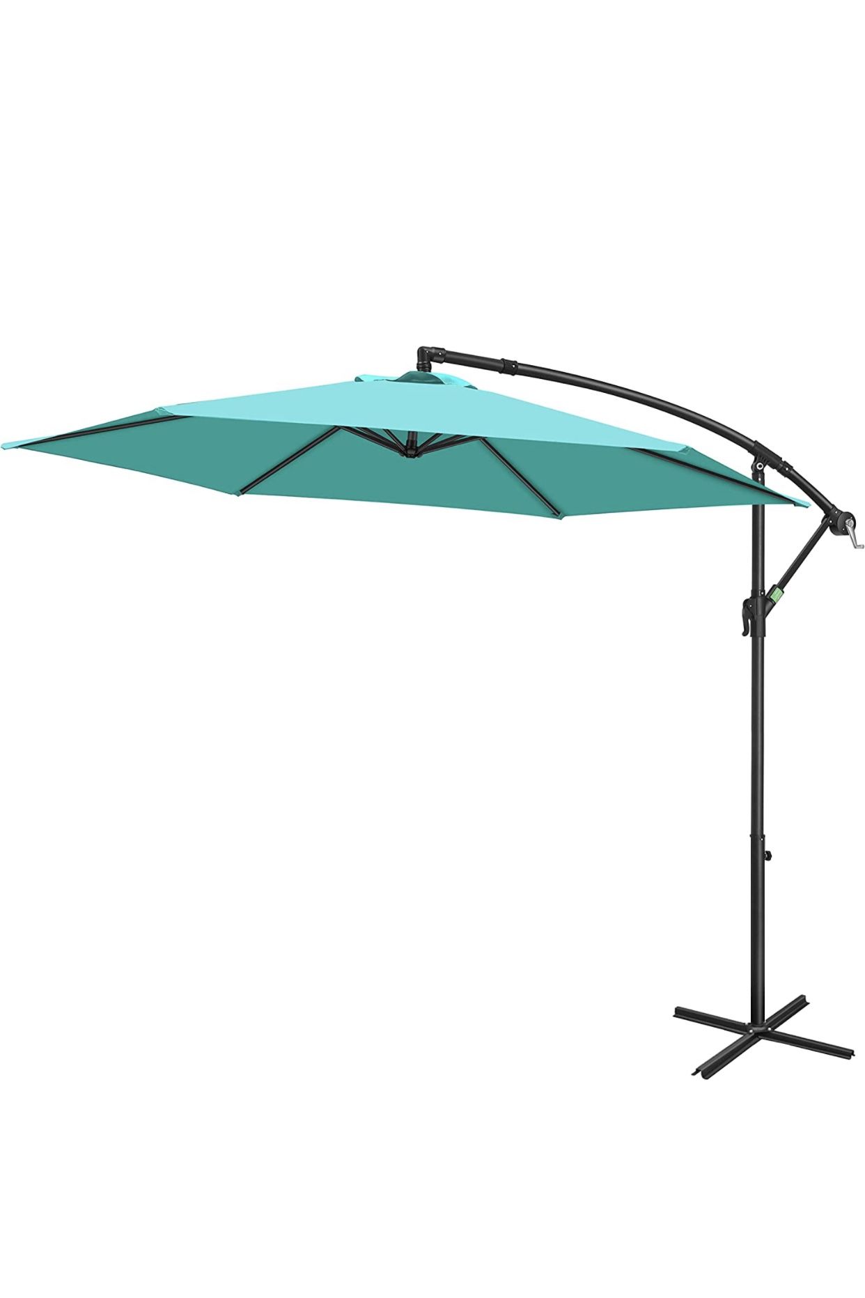 10-ft Offset Hanging Umbrellas, Garden Patio Outdoor Swimming Pool Umbrellas Large Market Umbrella with Crank & Cross Bar, Waterproof UV Protecti