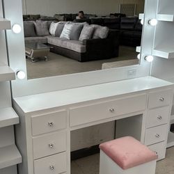  New White Vanity With Stool