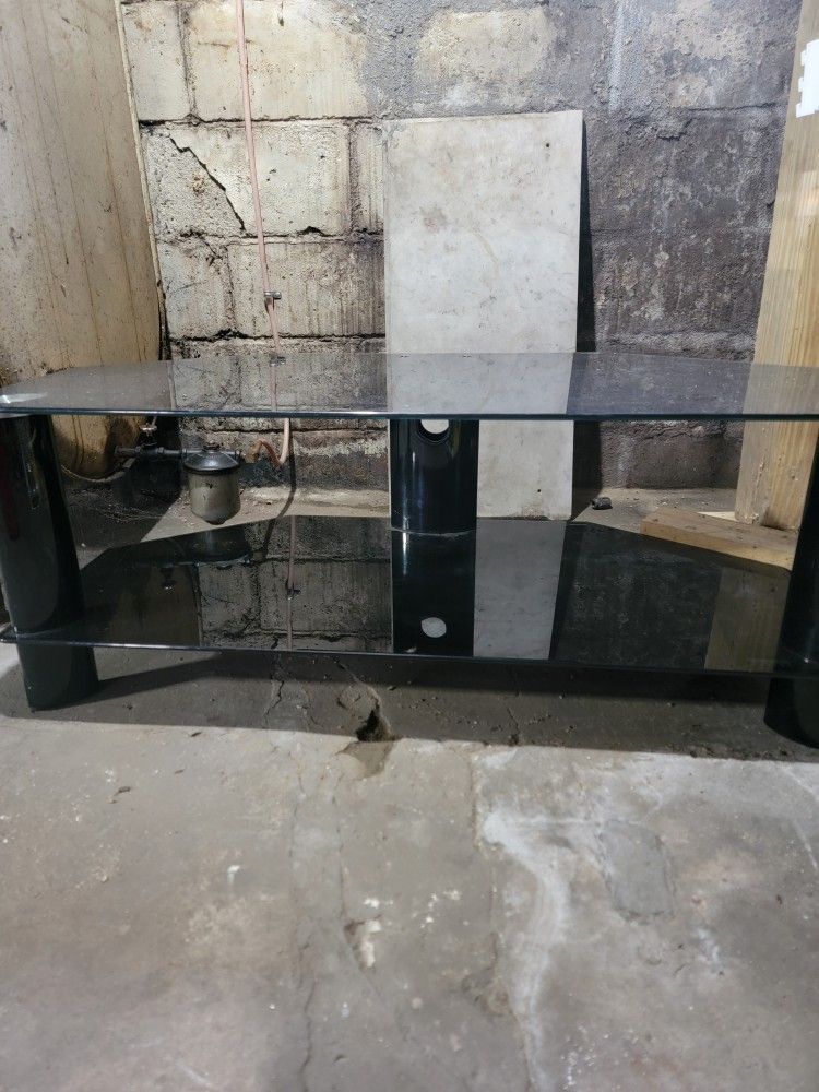 Steel TV Stand with Cable Management in Black