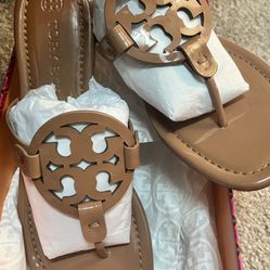 Tory Burch  / Miller Sandal / Tan Patent Leather / Size 9.5