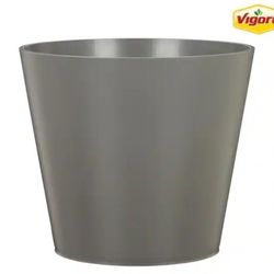 Vigoro 11.8 in. x 11.8 in. D x 9.4 in. H Davina Medium Nero Gray Resin Pot
