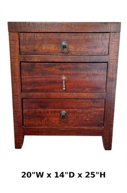 Rustic Solid Wood Nightstands - 2 nightstands, 20"W x 14"D x 25"H