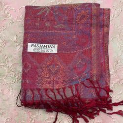 New | Limited Edition: Red Pastel Multicolor Pashmina Shawl