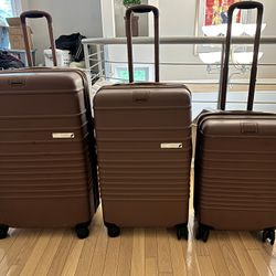 3-Piece BÉIS Luggage Hard Shell Suitcase Set – Maple Brown 