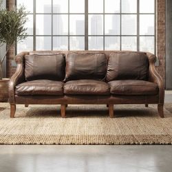 Leather button chesterfield couch