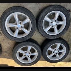 4 - 195/55r15 4x100 4x3.94 Eagle 5 Spoke Acura Integra Civic Fit Xa Xb Ia Echo Miata Nb Wheels Rims Good Treads Tires!