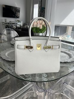 White Birkin Style 30 Handbag
