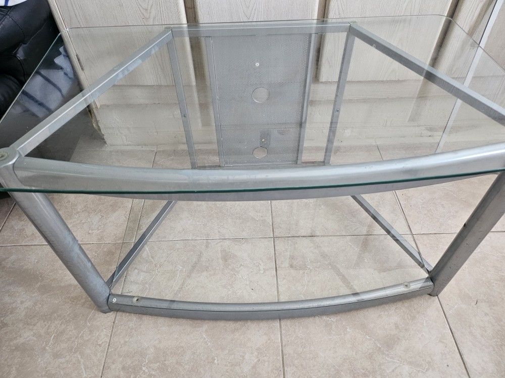 Glass Three Tier TV Console