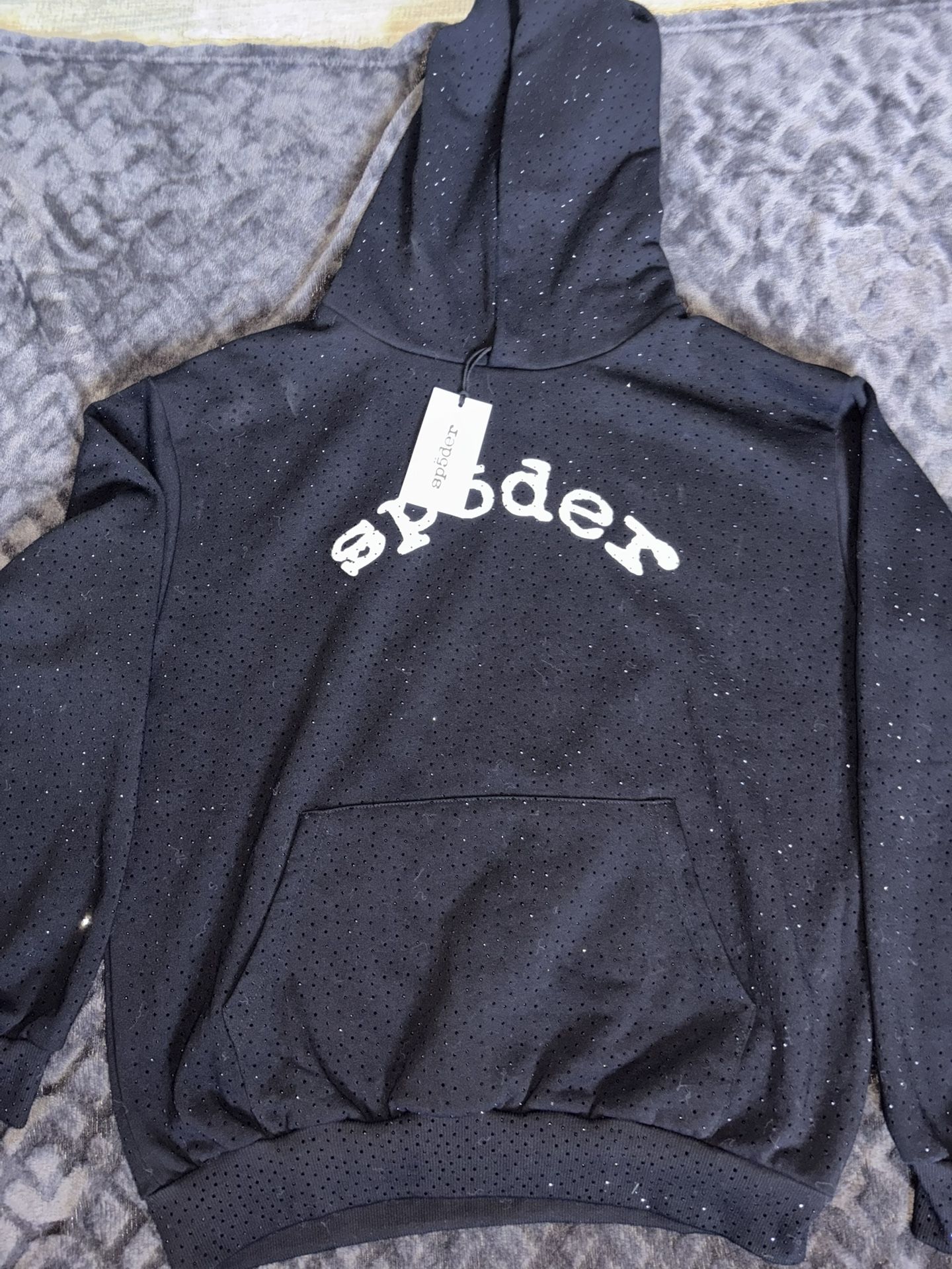 Sp5der BLACK WEBSTONE AOP HOODIE