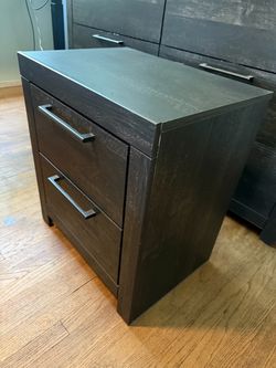 2-Drawer Dark Wood Nightstand with USB & Power Outlets