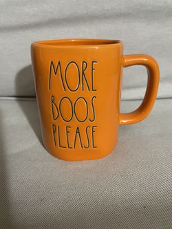 Rae Dunn Halloween MORE BOOS PLEASE Orange Mug.