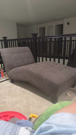 Gray Fabric Lounge Chair – 56” D × 32” W