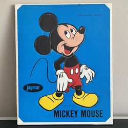 Vintage Jaymar Mickey Mouse Inlaid Cardboard Tray Puzzle 10 Pc 1960s 1970s
