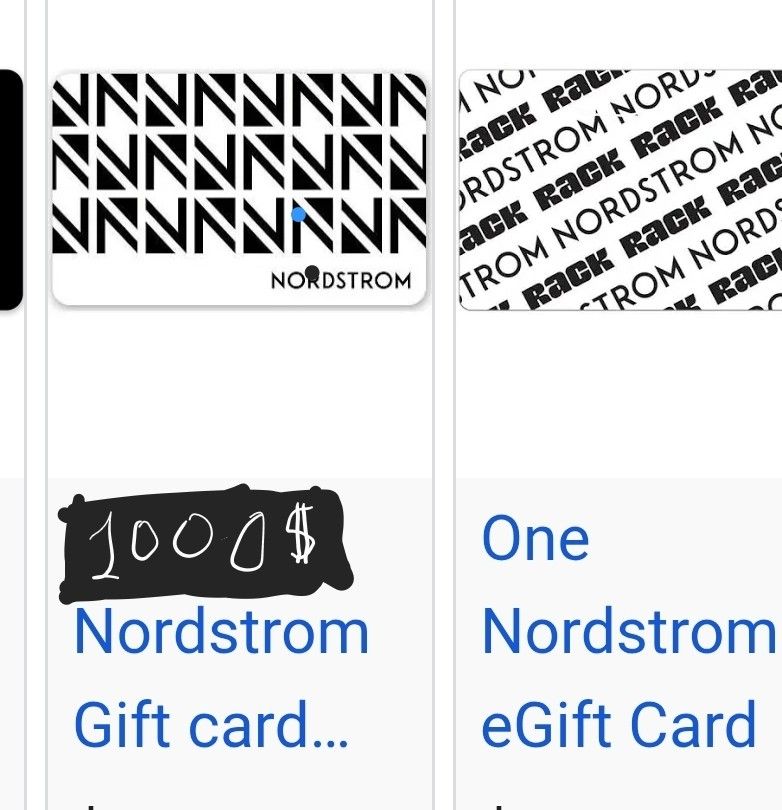 Nordstrom Gift Card 1k For 900$