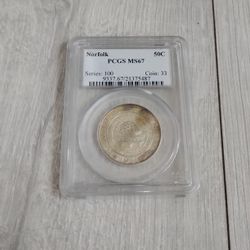 1936 Norfolk classic Commemorative Half Dollar Pcgs Ms67 