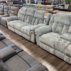 2-piece Plush Sofa & Loveseat With Recliners 