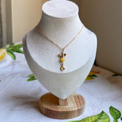 Bee Necklace, Citrine Necklace, Yellow Jade Coquette Necklace