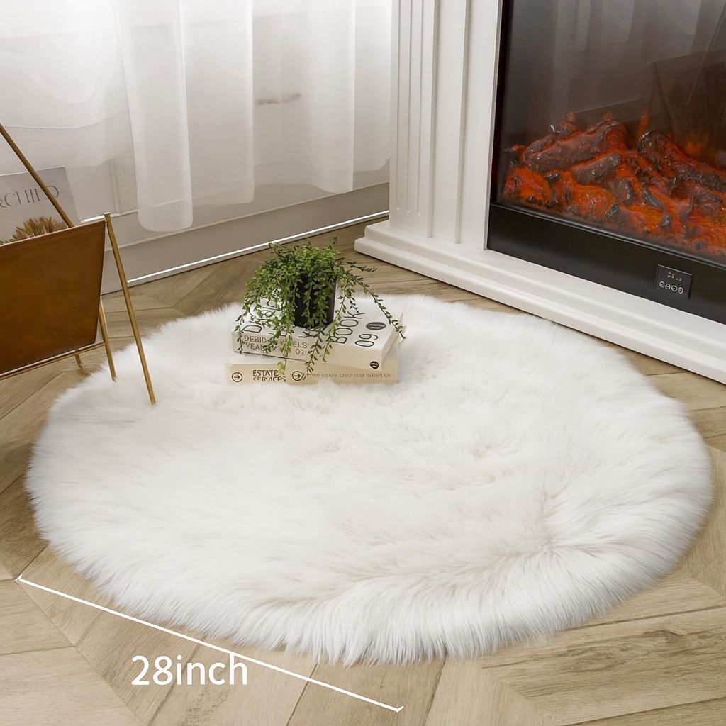 Fluffy Round Area Rug / Carpet For Bedroom