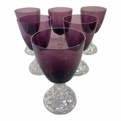 Vintage 1940s Fostoria American Lady Amethyst Goblets - set of 6