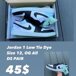 Jordan 1 Low Tie Dye Sz 12